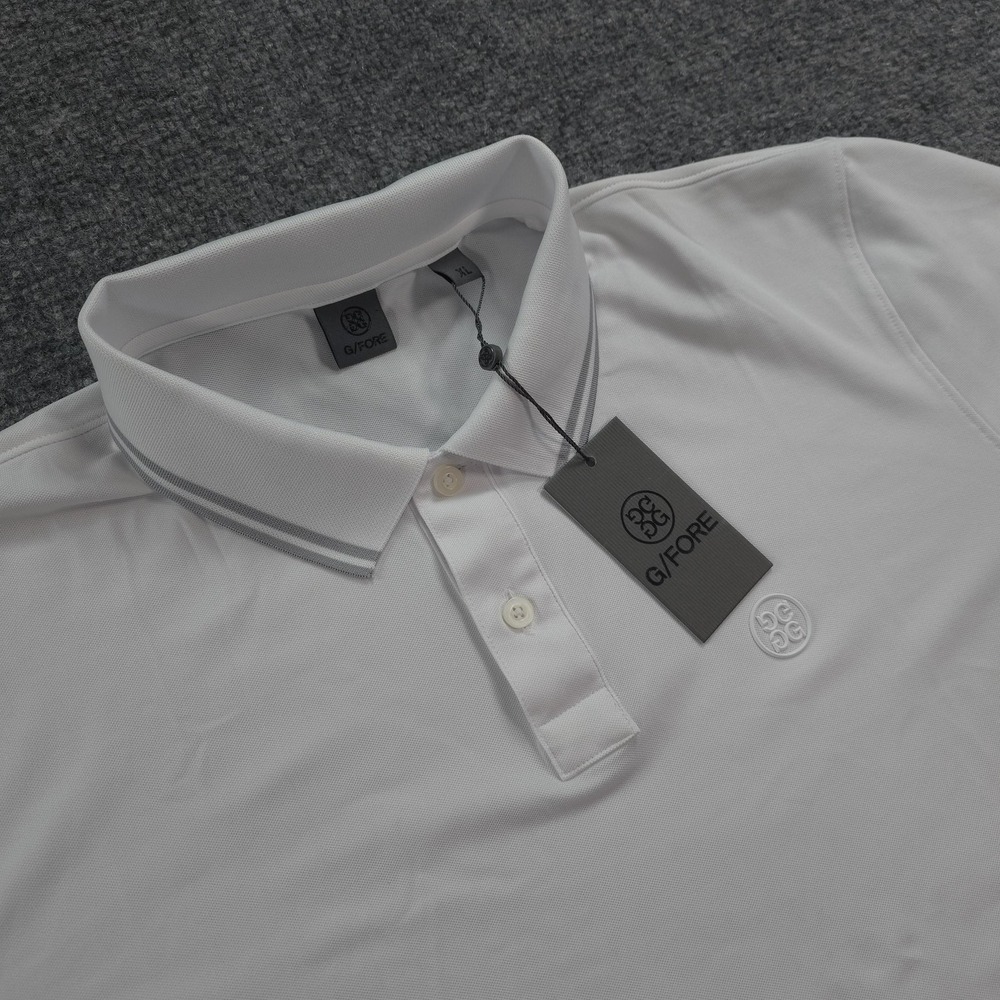 G/FORE Polo Shirt Mens XL White Snow Solid Performance Golf Stretch Knit Logo